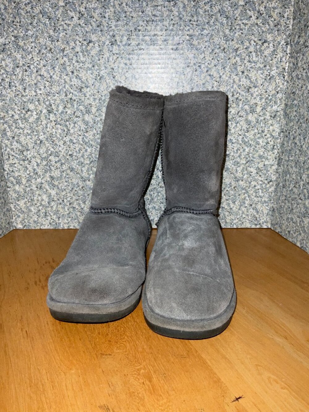 BEARPAW Gray Tall Suede Winter Boots – Cozy Pull-On